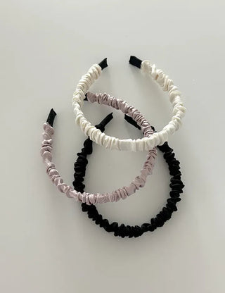 Pleated satin headband, thin hairband, daily