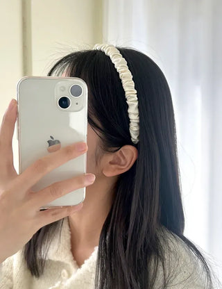 Pleated satin headband, thin hairband, daily