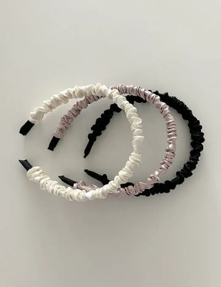 Pleated satin headband, thin hairband, daily