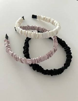 Pleated satin headband, thin hairband, daily