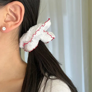 Red Lace Scrunchie Square Scrunchie Spring Summer