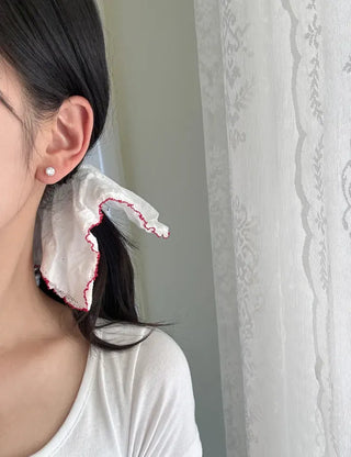 Red Lace Scrunchie Square Scrunchie Spring Summer