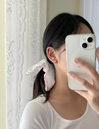 Red Lace Scrunchie Square Scrunchie Spring Summer