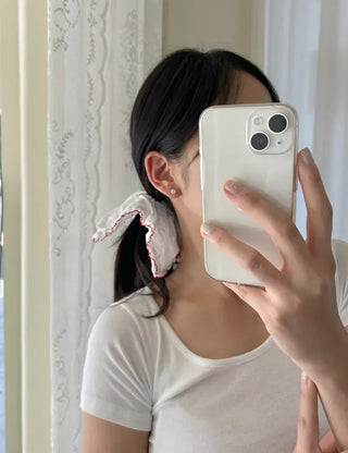 Red Lace Scrunchie Square Scrunchie Spring Summer