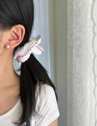 Red Lace Scrunchie Square Scrunchie Spring Summer