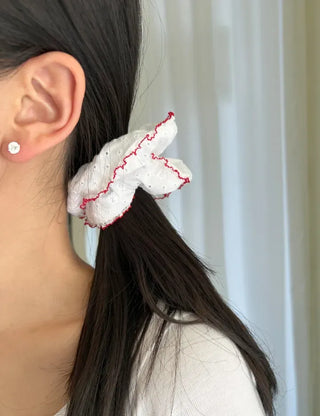 Red Lace Scrunchie Square Scrunchie Spring Summer