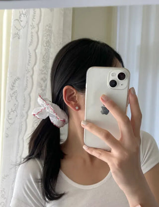 Red Lace Scrunchie Square Scrunchie Spring Summer