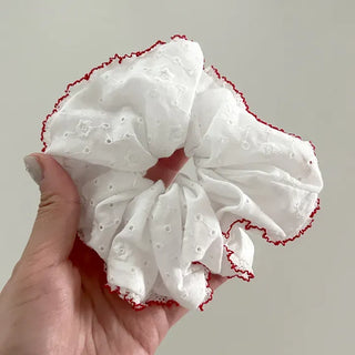 Red Lace Scrunchie Square Scrunchie Spring Summer