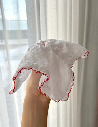 Red Lace Scrunchie Square Scrunchie Spring Summer