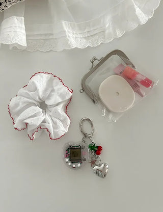 Red Lace Scrunchie Square Scrunchie Spring Summer