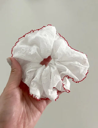 Red Lace Scrunchie Square Scrunchie Spring Summer