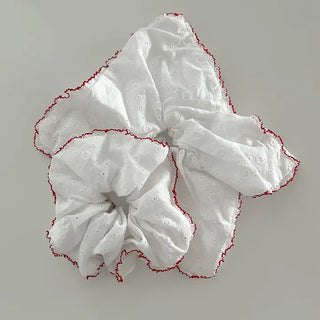 Red Lace Scrunchie Square Scrunchie Spring Summer