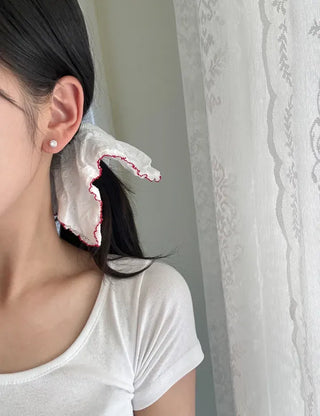 Red Lace Scrunchie Square Scrunchie Spring Summer