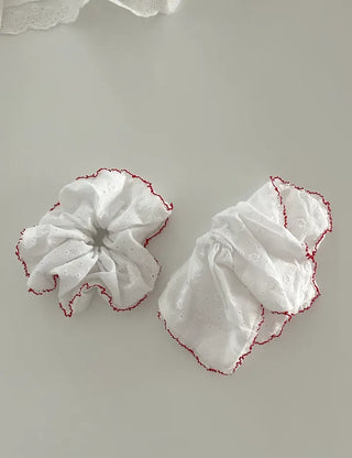 Red Lace Scrunchie Square Scrunchie Spring Summer