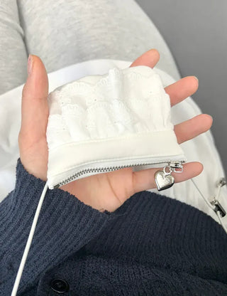 Ribbon lace fabric card holder mini crossbody bag belt bag