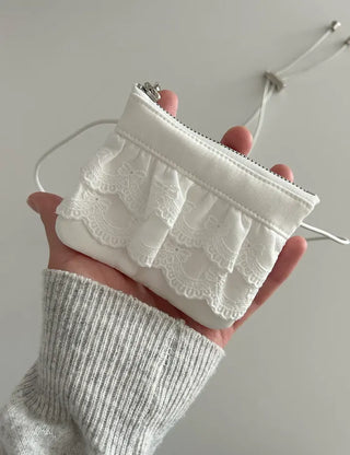 Ribbon lace fabric card holder mini crossbody bag belt bag