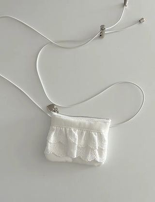 Ribbon lace fabric card holder mini crossbody bag belt bag