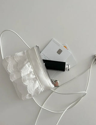 Ribbon lace fabric card holder mini crossbody bag belt bag