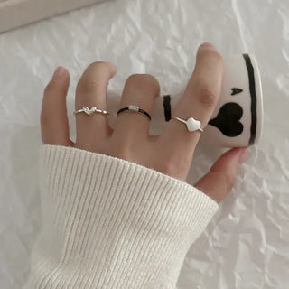 Set Heart Cubic Layered Ring Set