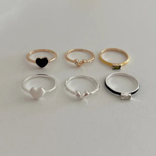 Set Heart Cubic Layered Ring Set