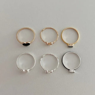 Set Heart Cubic Layered Ring Set