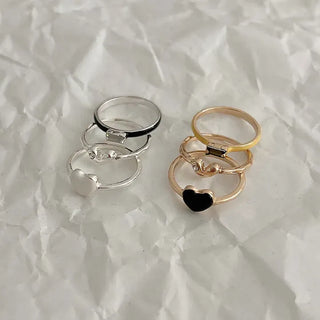 Set Heart Cubic Layered Ring Set