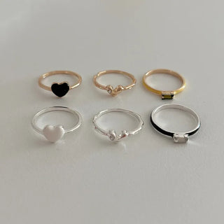 Set Heart Cubic Layered Ring Set