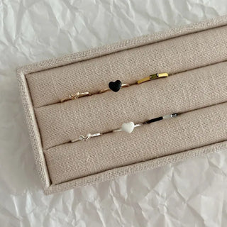 Set Heart Cubic Layered Ring Set