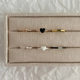 Set Heart Cubic Layered Ring Set