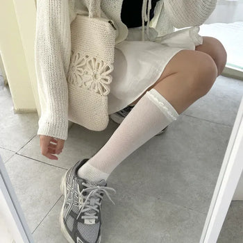 Mesh Frill Knee Socks Spring/Summer Women's Fashion Socks