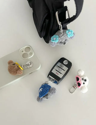 Mini Poodle Doll Keyring Phone Strap Bag Keyring Key Holder Keyring
