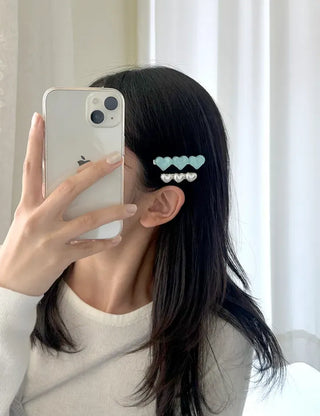 Piece Hairpin Set: Pearl Candy Pearl Heart Side Hairpin Claw Clip