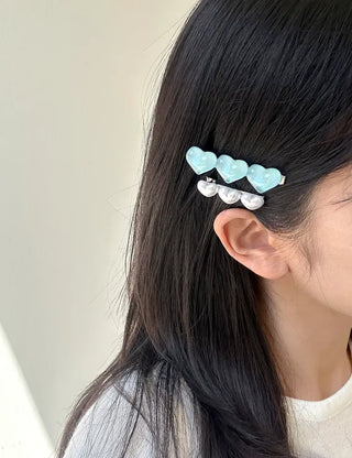 Piece Hairpin Set: Pearl Candy Pearl Heart Side Hairpin Claw Clip