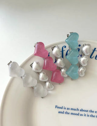 Piece Hairpin Set: Pearl Candy Pearl Heart Side Hairpin Claw Clip