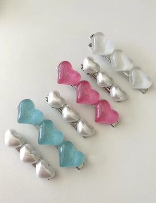 Piece Hairpin Set: Pearl Candy Pearl Heart Side Hairpin Claw Clip