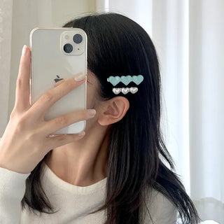 Piece Hairpin Set: Pearl Candy Pearl Heart Side Hairpin Claw Clip