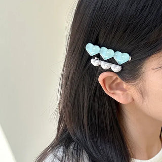 Piece Hairpin Set: Pearl Candy Pearl Heart Side Hairpin Claw Clip