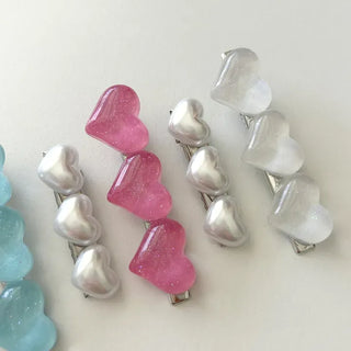 Piece Hairpin Set: Pearl Candy Pearl Heart Side Hairpin Claw Clip