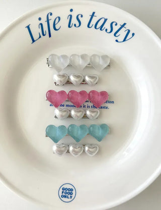 Piece Hairpin Set: Pearl Candy Pearl Heart Side Hairpin Claw Clip