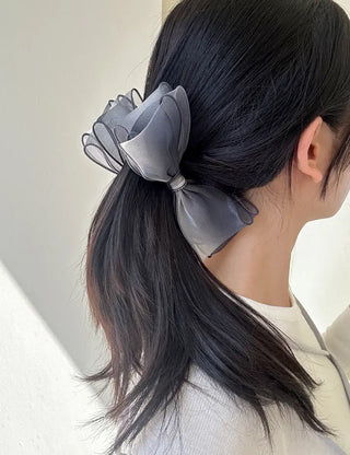 Organza oversized ribbon banana hair clip summer updo claw clip