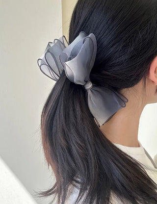 Organza oversized ribbon banana hair clip summer updo claw clip