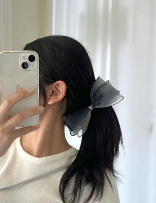 Organza oversized ribbon banana hair clip summer updo claw clip