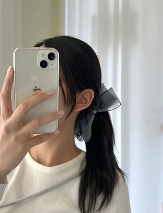 Organza oversized ribbon banana hair clip summer updo claw clip