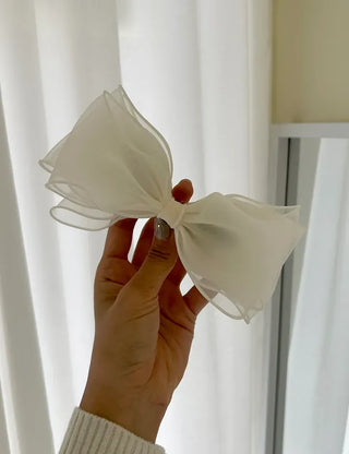 Organza oversized ribbon banana hair clip summer updo claw clip
