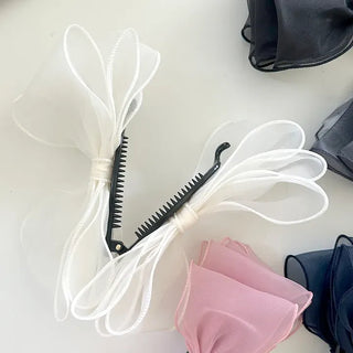Organza oversized ribbon banana hair clip summer updo claw clip