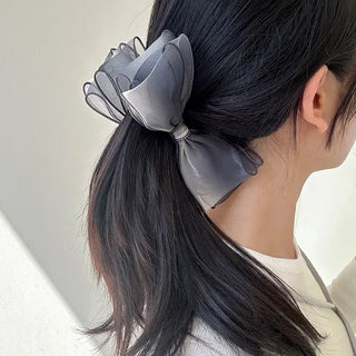 Organza oversized ribbon banana hair clip summer updo claw clip