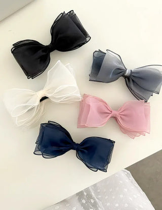 Organza oversized ribbon banana hair clip summer updo claw clip