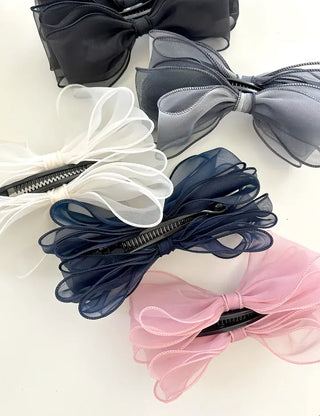 Organza oversized ribbon banana hair clip summer updo claw clip