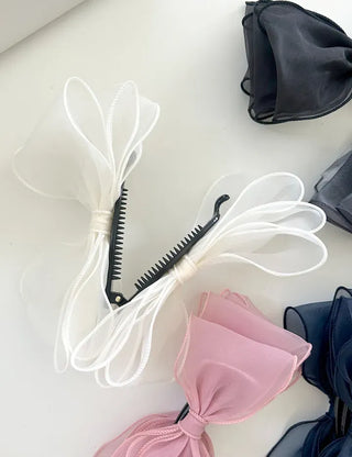 Organza oversized ribbon banana hair clip summer updo claw clip