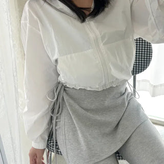 Lace hooded windbreaker for women rainy season jumper